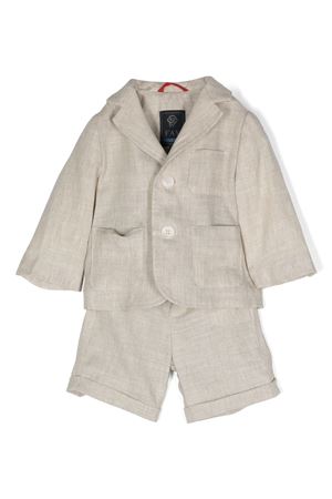 Completo monopetto in misto lino color sabbia FAY KIDS | FU3520I0215166